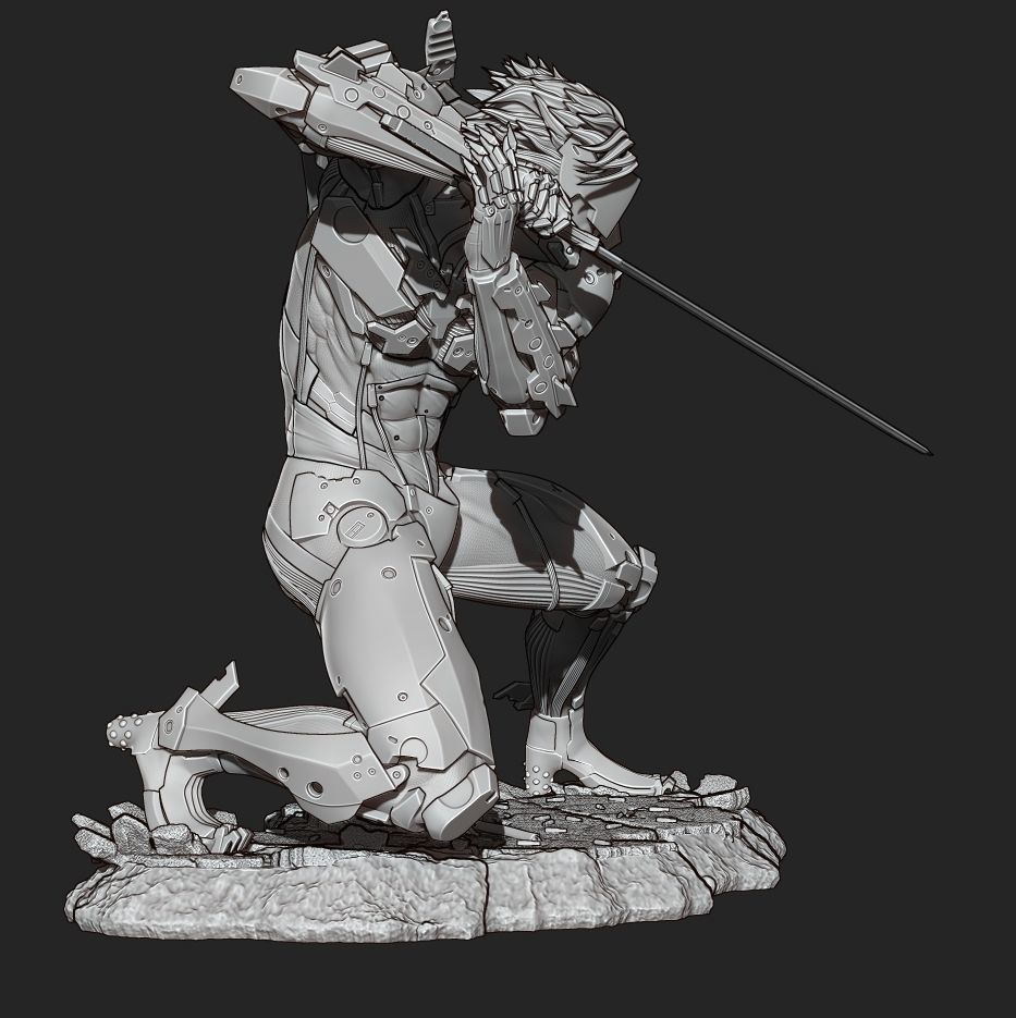 Raiden from Metal Gear Rising 3D Printable Statue 3D print model_12