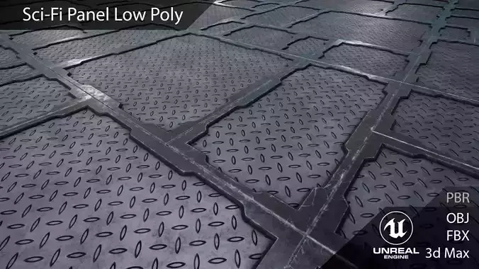 Low Poly Sci-Fi plane panels Low-poly 3D model