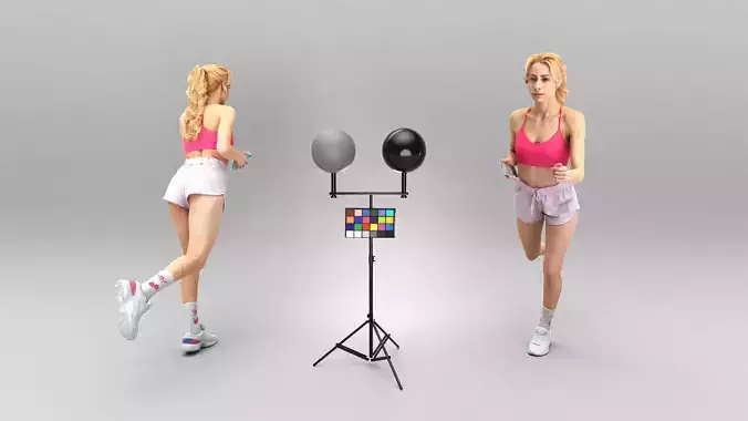 Attractive young woman running 334 Low-poly 3D model