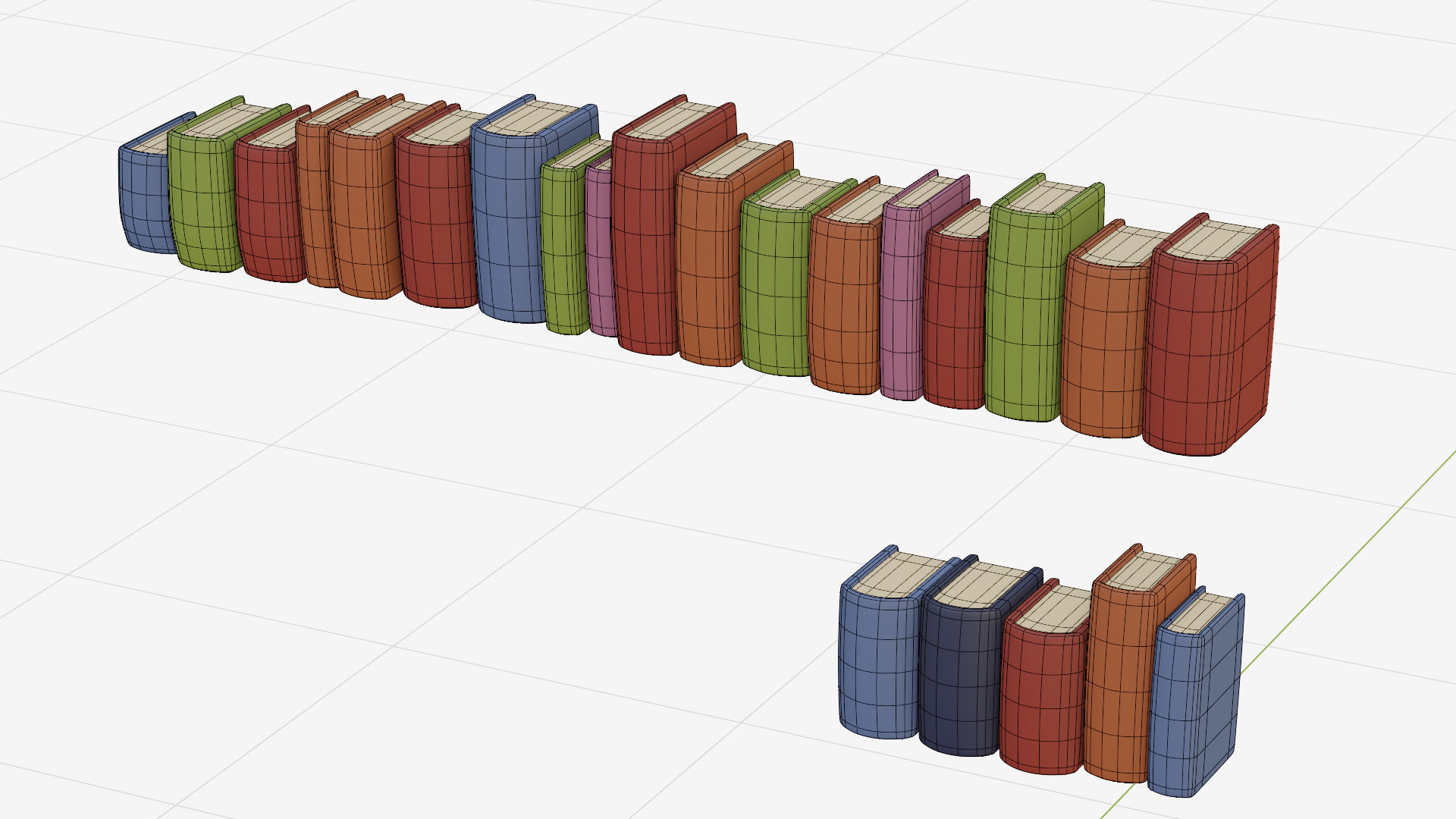 Low poly books stacks of on shelf Low-poly 3D model_12