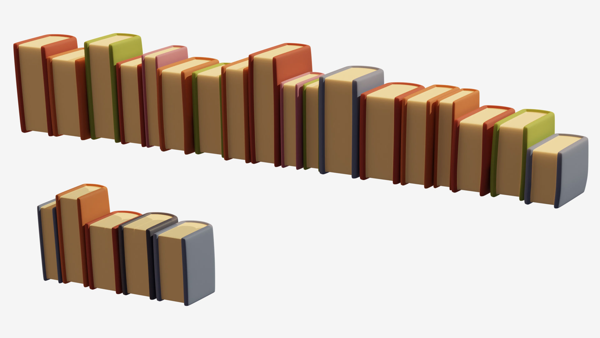 Low poly books stacks of on shelf Low-poly 3D model_4