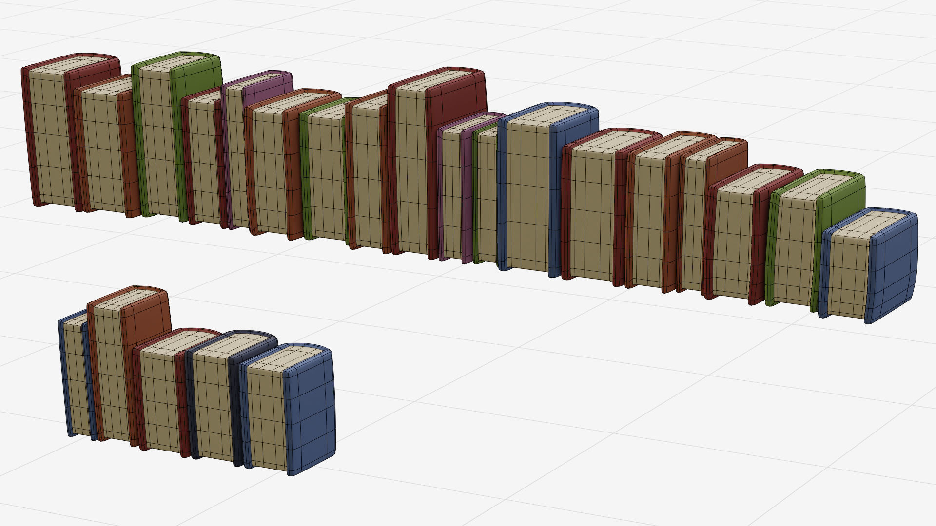 Low poly books stacks of on shelf Low-poly 3D model_11