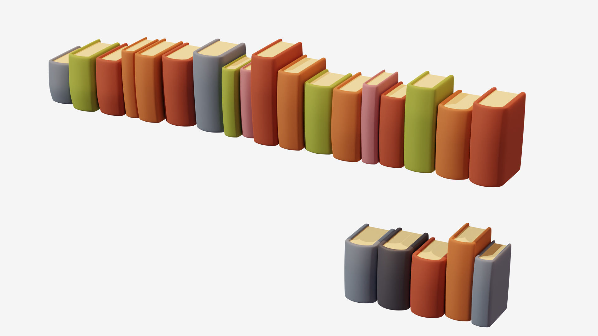 Low poly books stacks of on shelf Low-poly 3D model_5