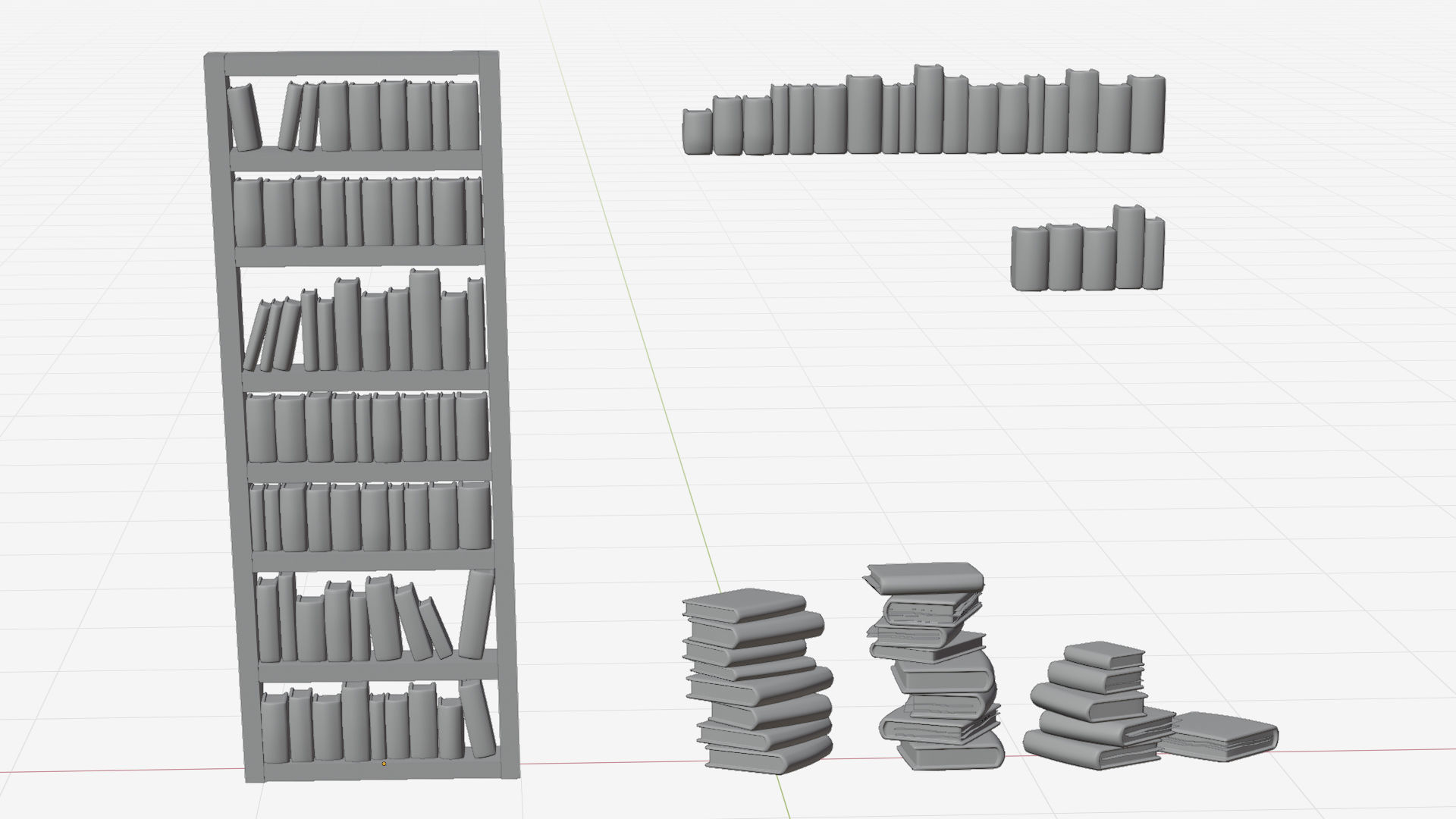 Low poly books stacks of on shelf Low-poly 3D model_8