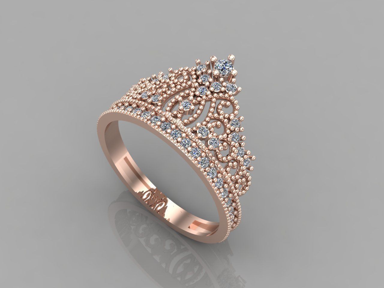 Crown Ring Womens Rings For Women STL 3DM 3D print model_1
