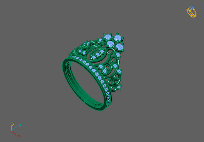 Crown Ring Womens Rings For Women STL 3DM 3D print model_5