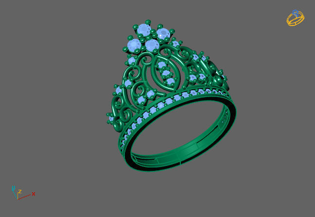 Crown Ring Womens Rings For Women STL 3DM 3D print model_3