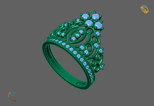 Crown Ring Womens Rings For Women STL 3DM 3D print model_2