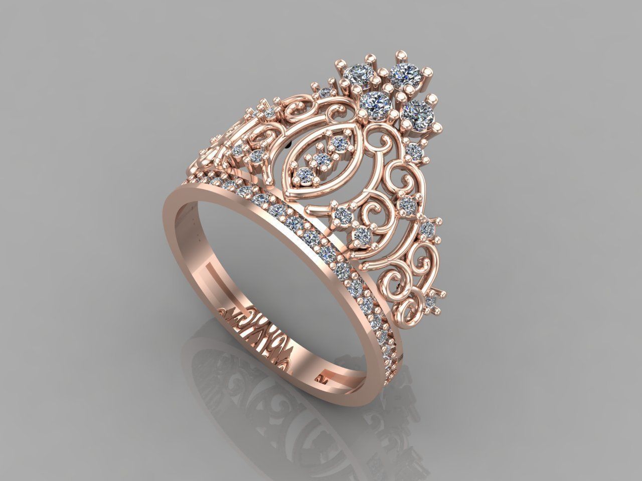 Crown Ring Womens Rings For Women STL 3DM 3D print model_1