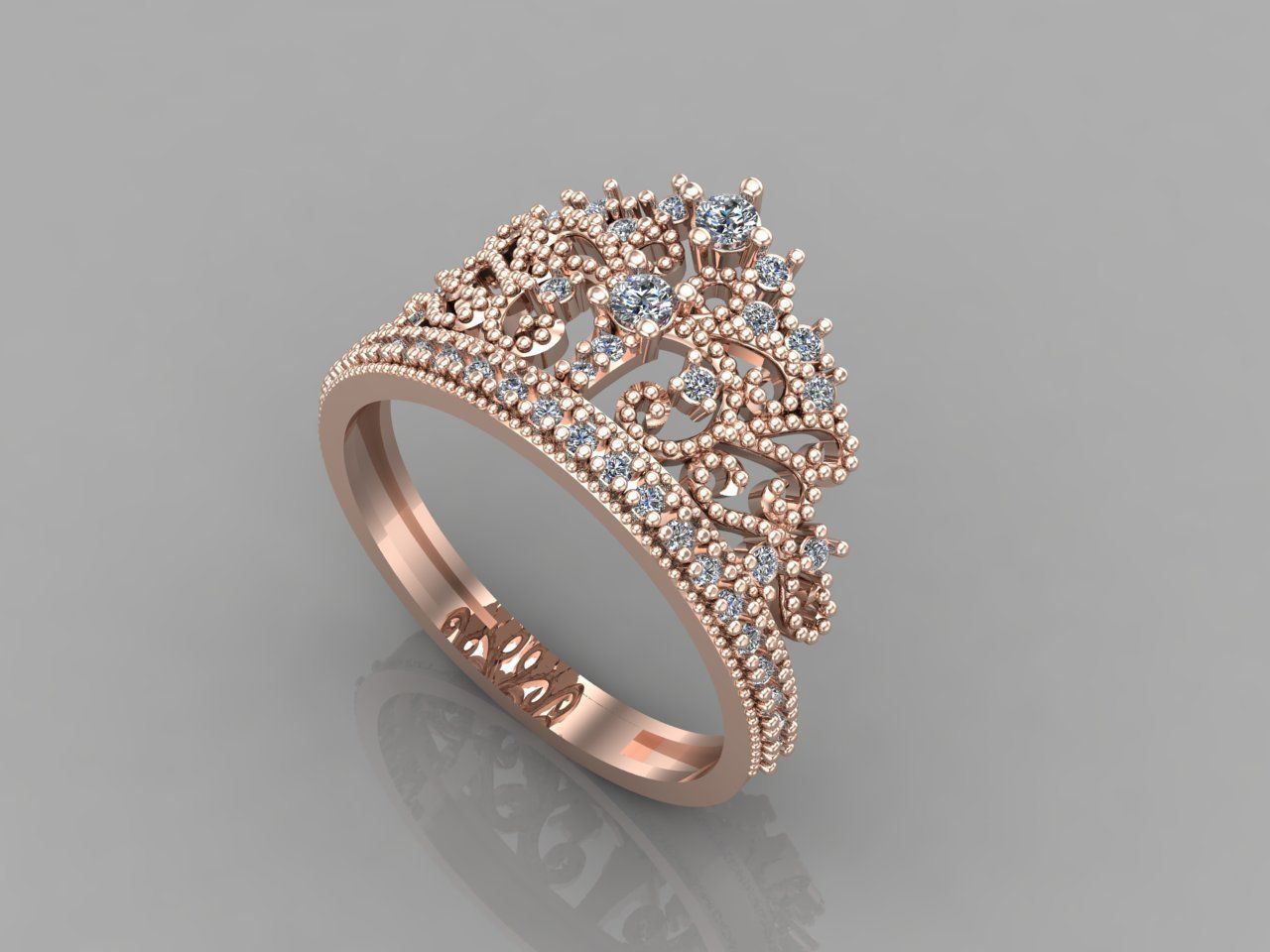 Crown Ring Womens Rings For Women STL 3DM 3D print model_1