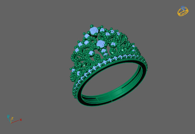 Crown Ring Womens Rings For Women STL 3DM 3D print model_3