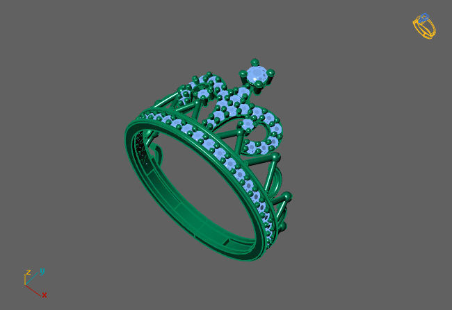 Crown Ring Womens Rings For Women STL 3DM 3D print model_2