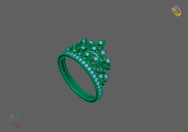 Crown Ring Womens Rings For Women STL 3DM 3D print model_5