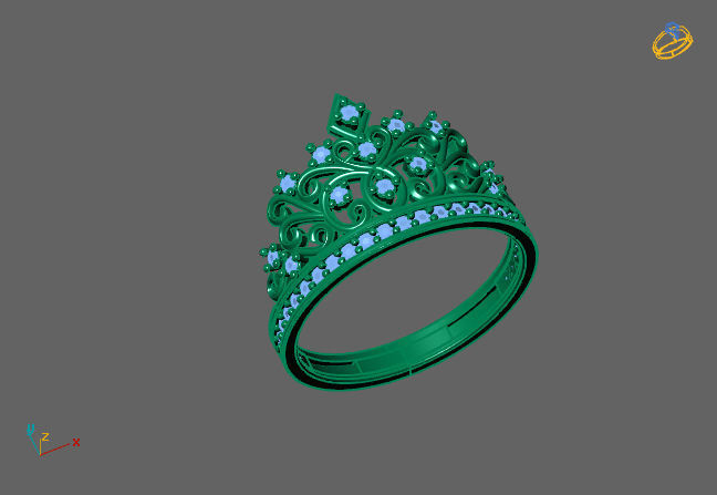 Crown Ring Womens Rings For Women STL 3DM 3D print model_3
