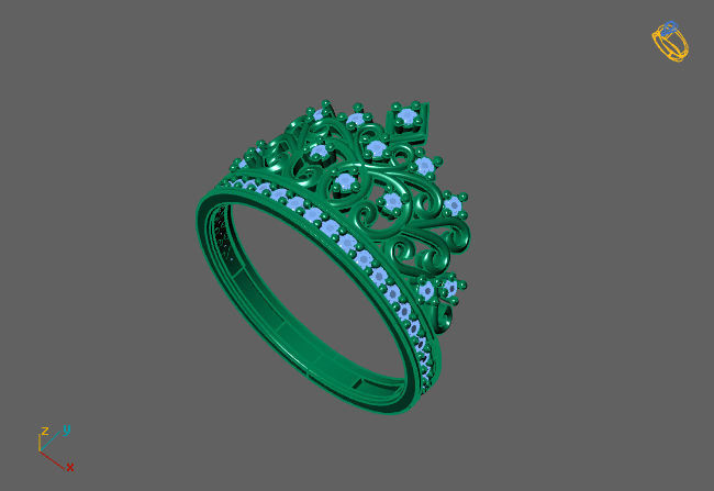 Crown Ring Womens Rings For Women STL 3DM 3D print model_2