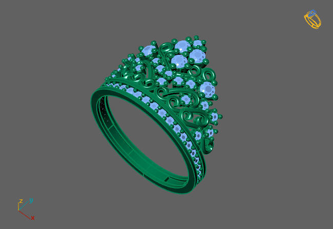 Crown Ring Womens Rings For Women STL 3DM 3D print model_2