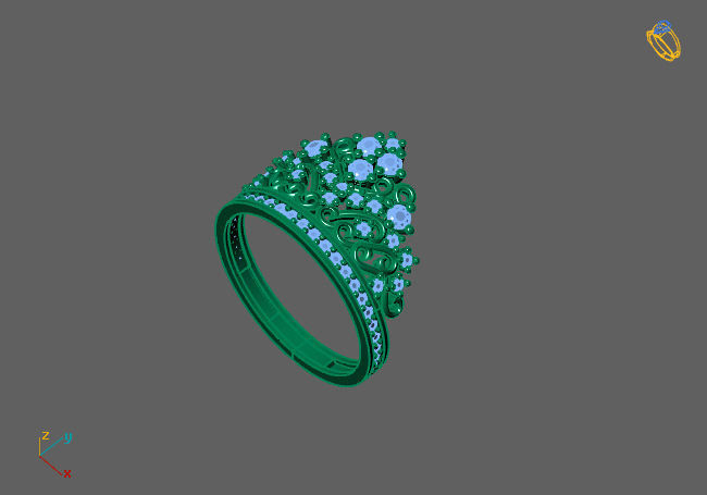 Crown Ring Womens Rings For Women STL 3DM 3D print model_5