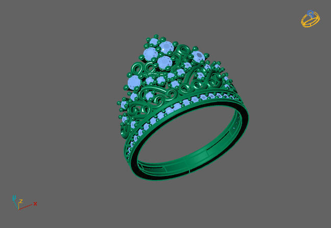 Crown Ring Womens Rings For Women STL 3DM 3D print model_3