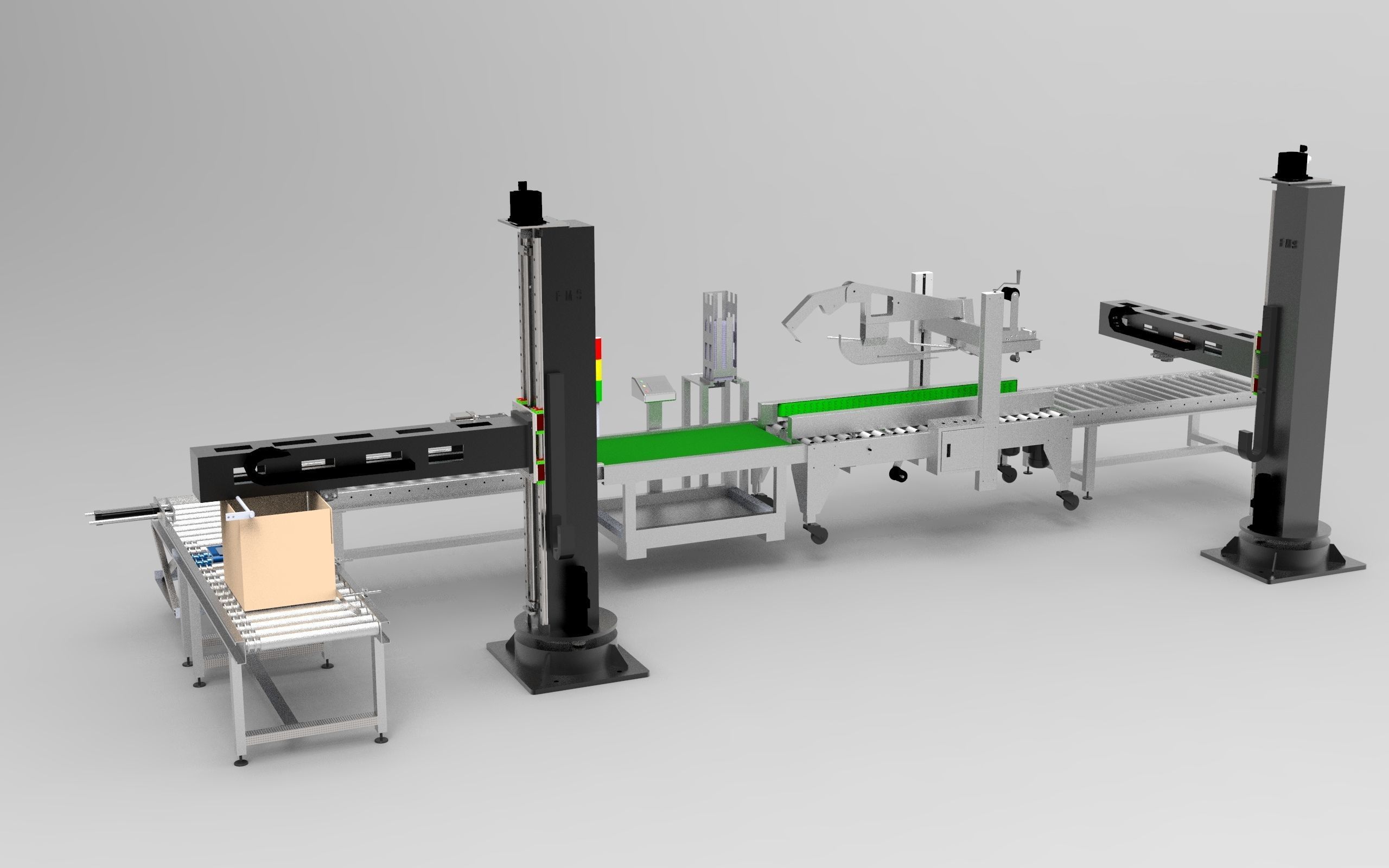 Stacking and packing line Low-poly 3D model_1