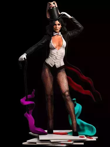 Zatanna 3D Print statue of woman wearing hat