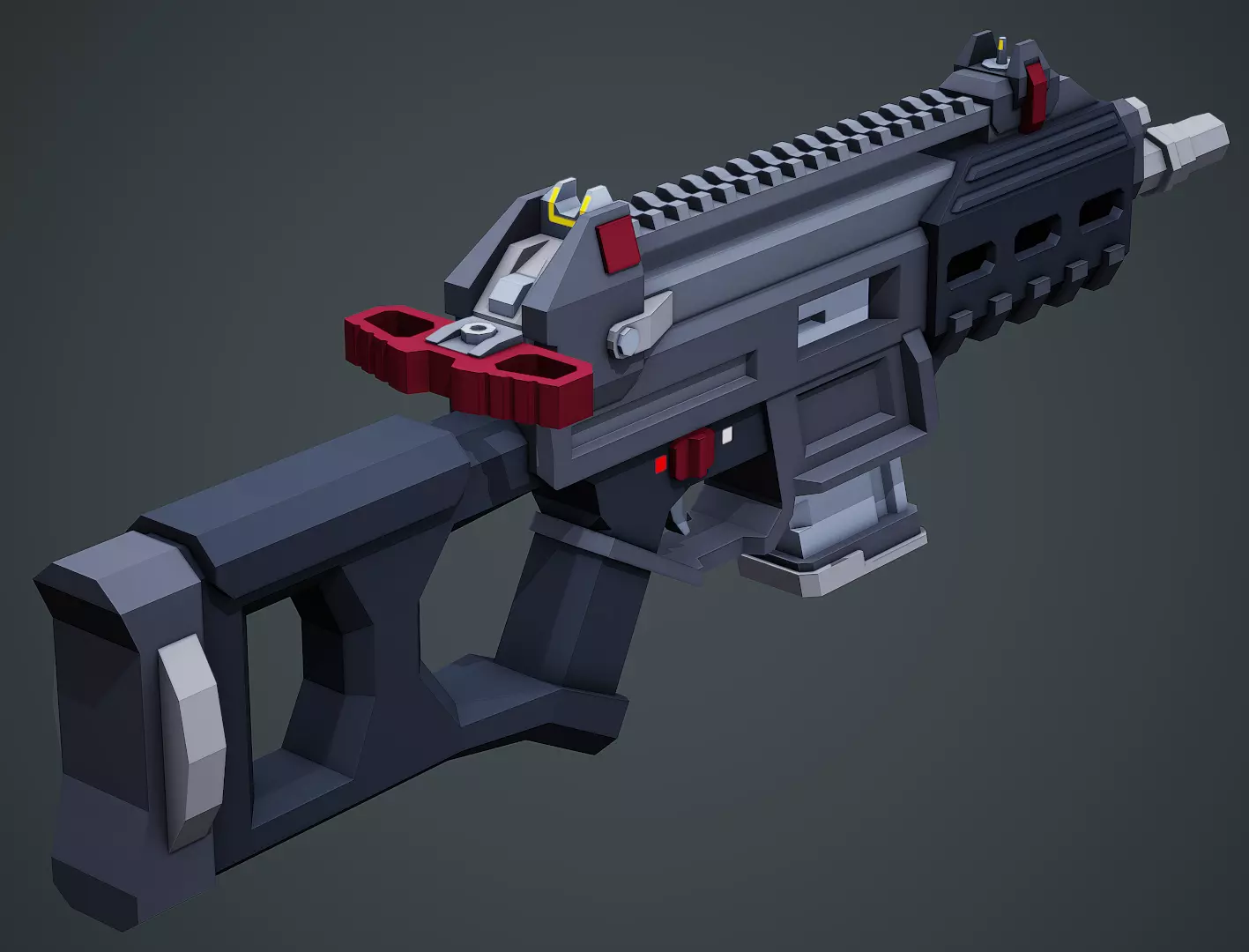 Stylized Sci-Fi UMX-50 SMG Low Poly Mobile Ready Low-poly 3D model