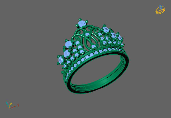 Crown Ring Womens Rings For Women STL 3DM 3D print model_3