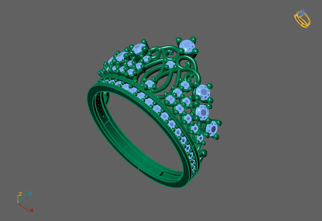 Crown Ring Womens Rings For Women STL 3DM 3D print model_2