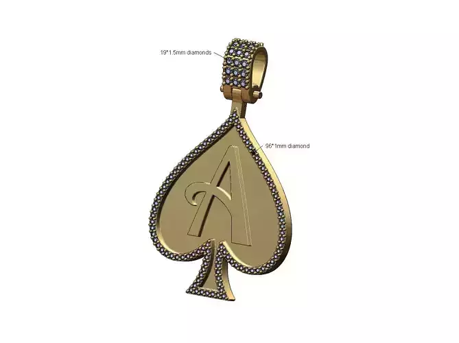 Diamond bail  Ace of spades pendant 