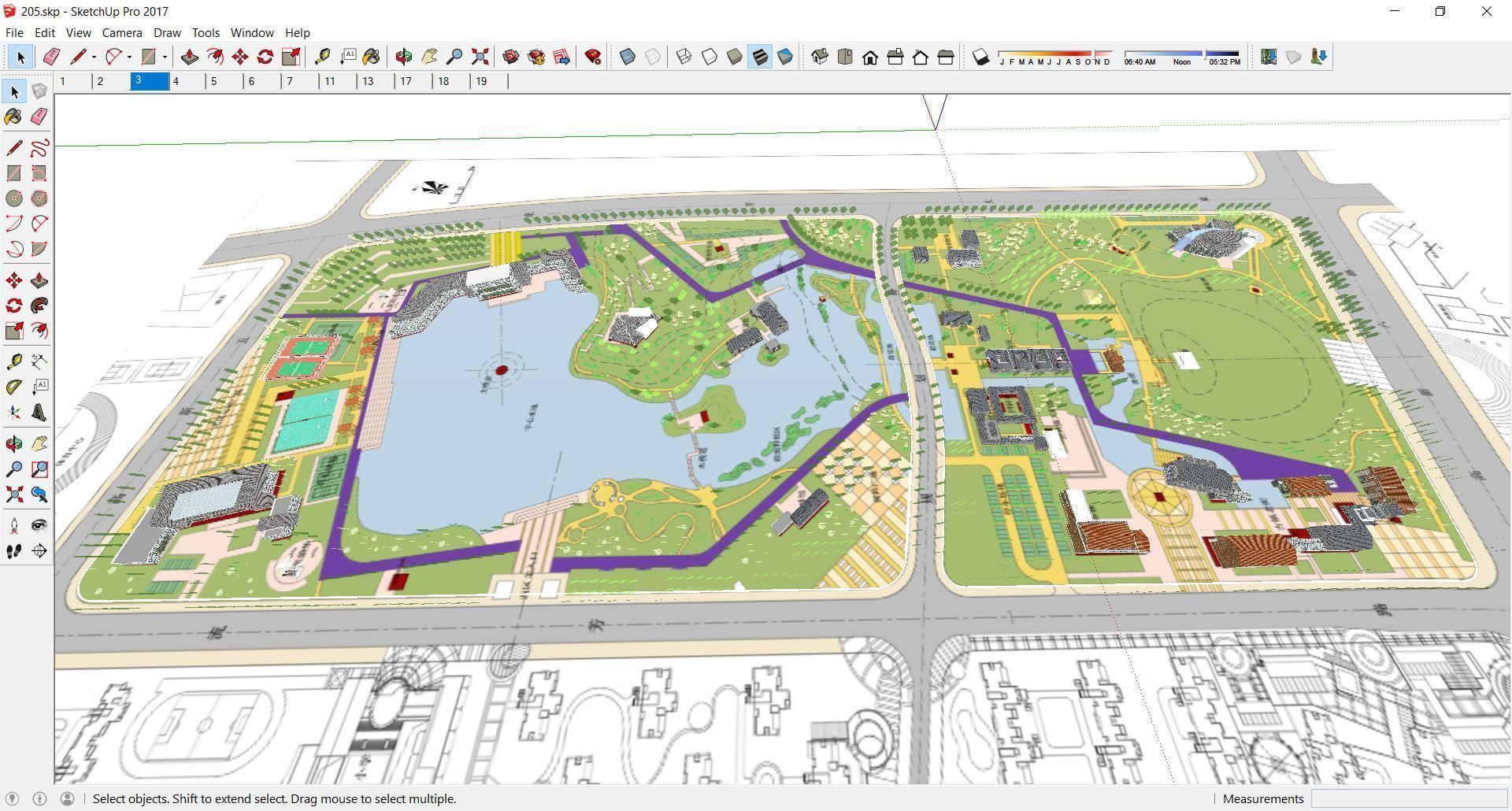 Sketchup Plaza siteplan 205 3D model_2