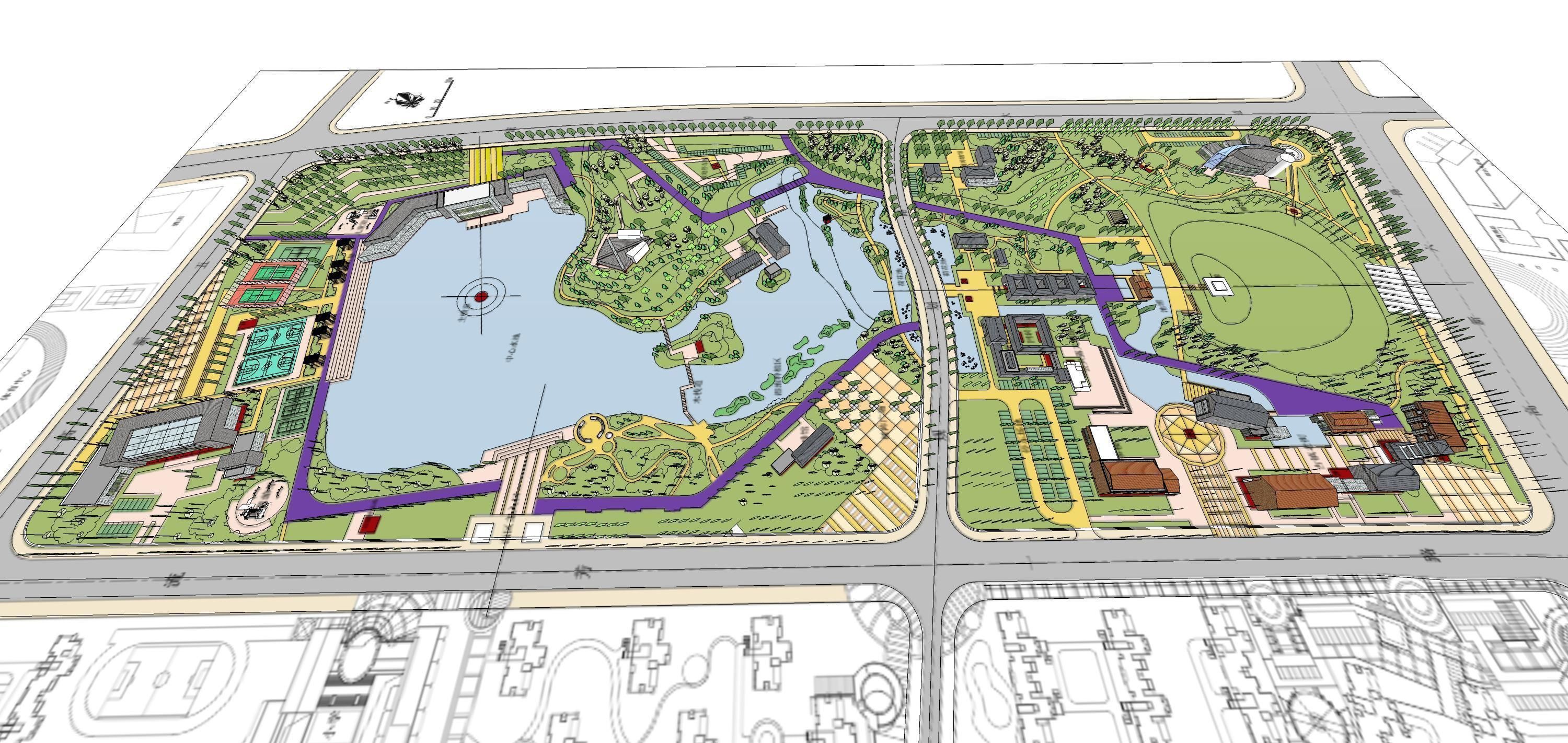 Sketchup Plaza siteplan 205 3D model_5