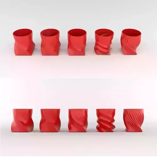 Plant Pot  3D Print Model 5 Flower pots 3D print model