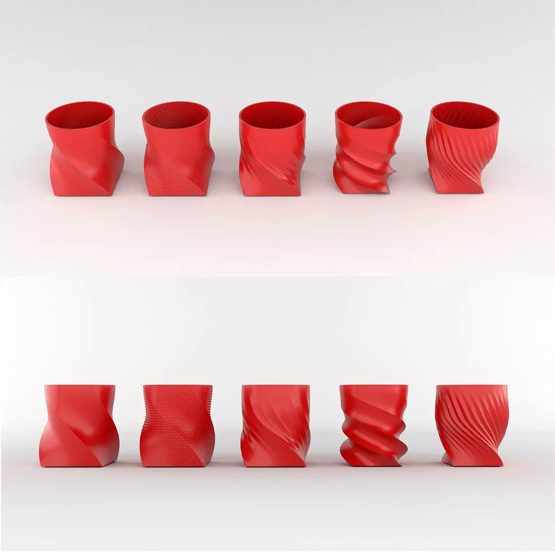Plant Pot 3D Print Model 5 Flower pots 3D print model_0