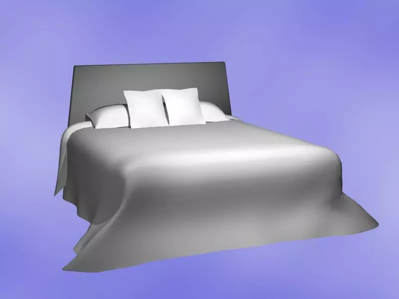 Bed Model with sheets and pillows 3D model_0
