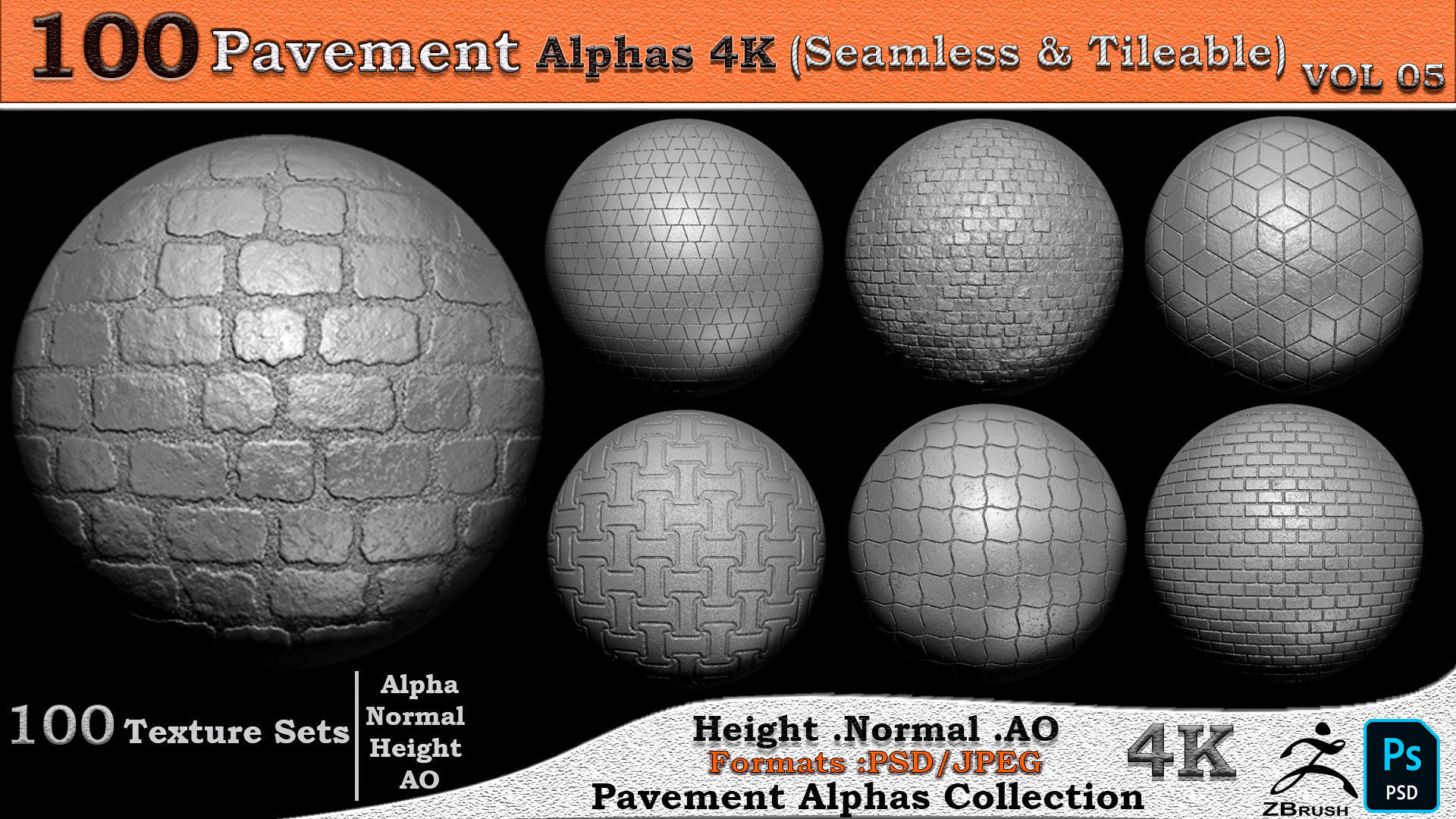 100 Pavement Alphas Collection Seamless  Tileable VOL 05 Texture_4