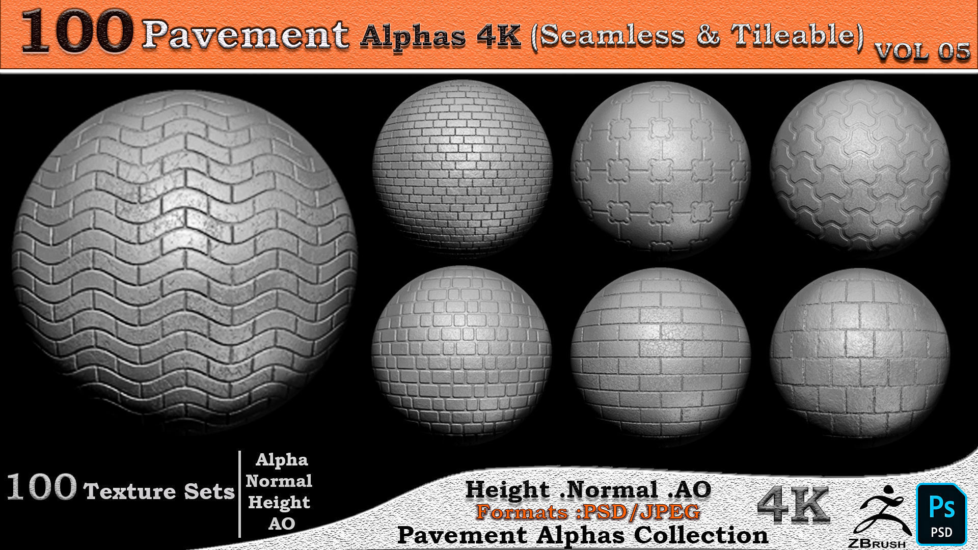 100 Pavement Alphas Collection Seamless  Tileable VOL 05 Texture_11