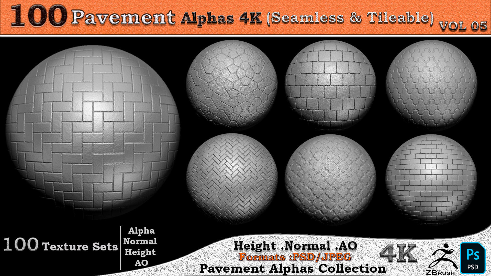 100 Pavement Alphas Collection Seamless  Tileable VOL 05 Texture_10