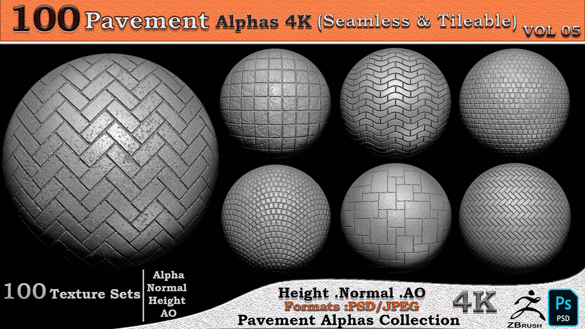 100 Pavement Alphas Collection Seamless  Tileable VOL 05 Texture_0