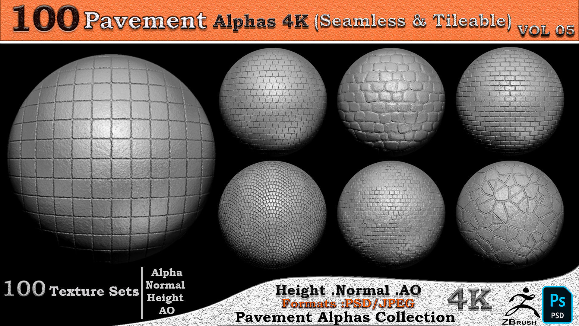 100 Pavement Alphas Collection Seamless  Tileable VOL 05 Texture_5
