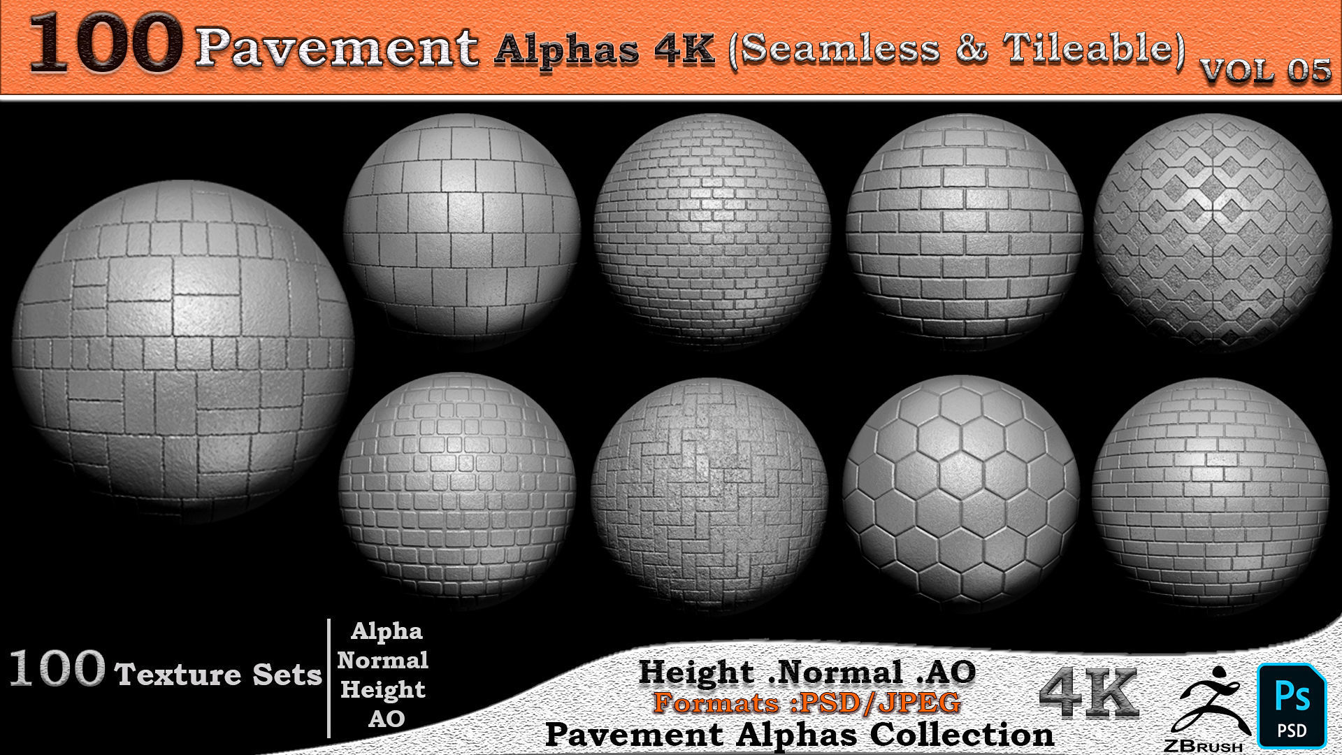 100 Pavement Alphas Collection Seamless  Tileable VOL 05 Texture_14