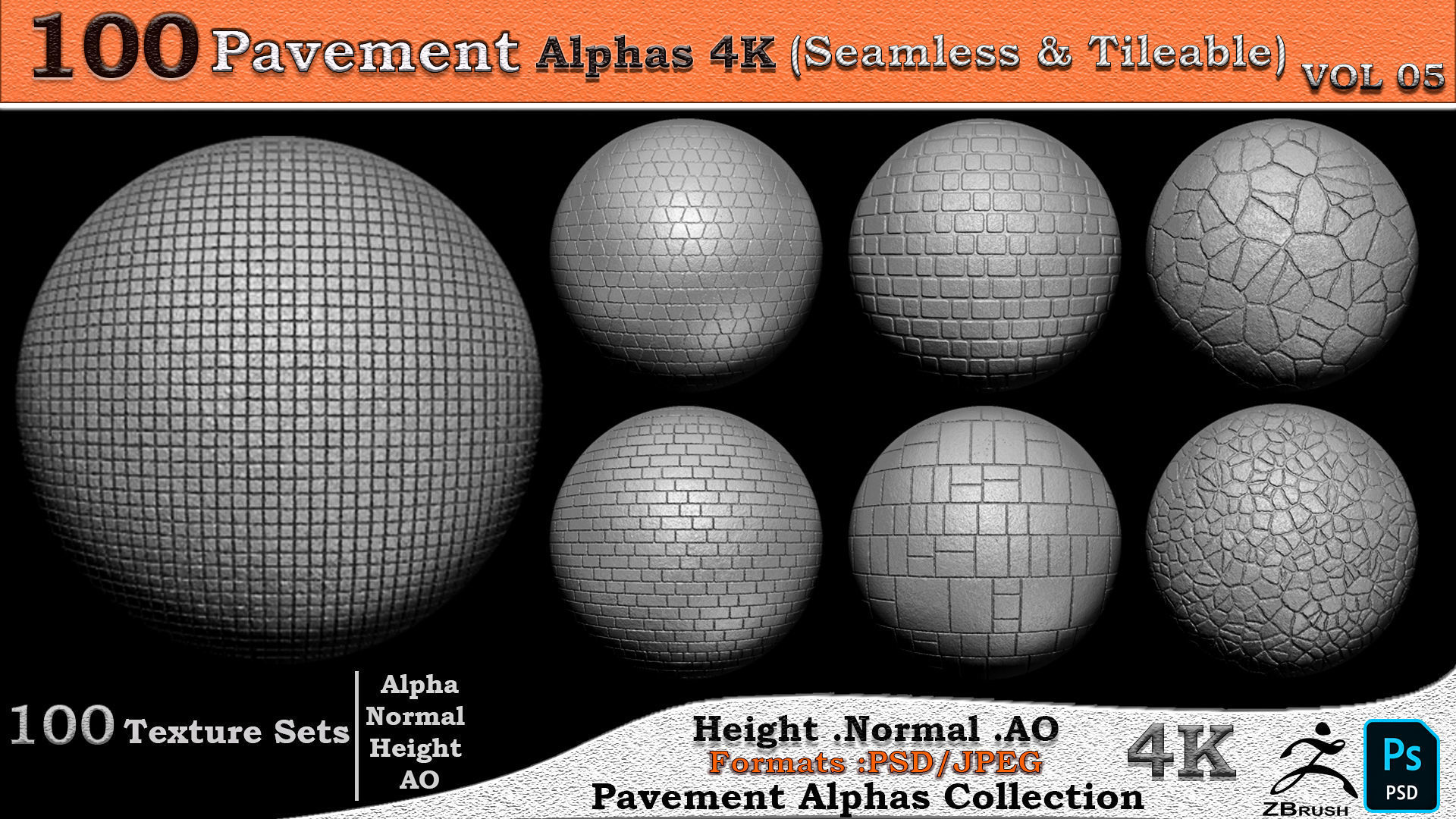 100 Pavement Alphas Collection Seamless  Tileable VOL 05 Texture_2