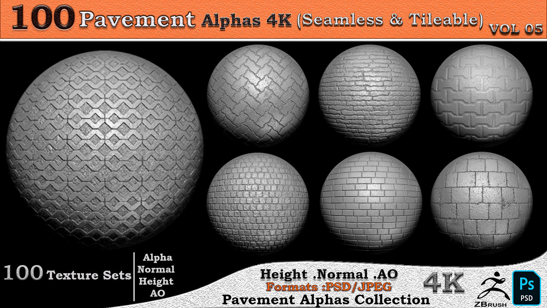 100 Pavement Alphas Collection Seamless  Tileable VOL 05 Texture_3