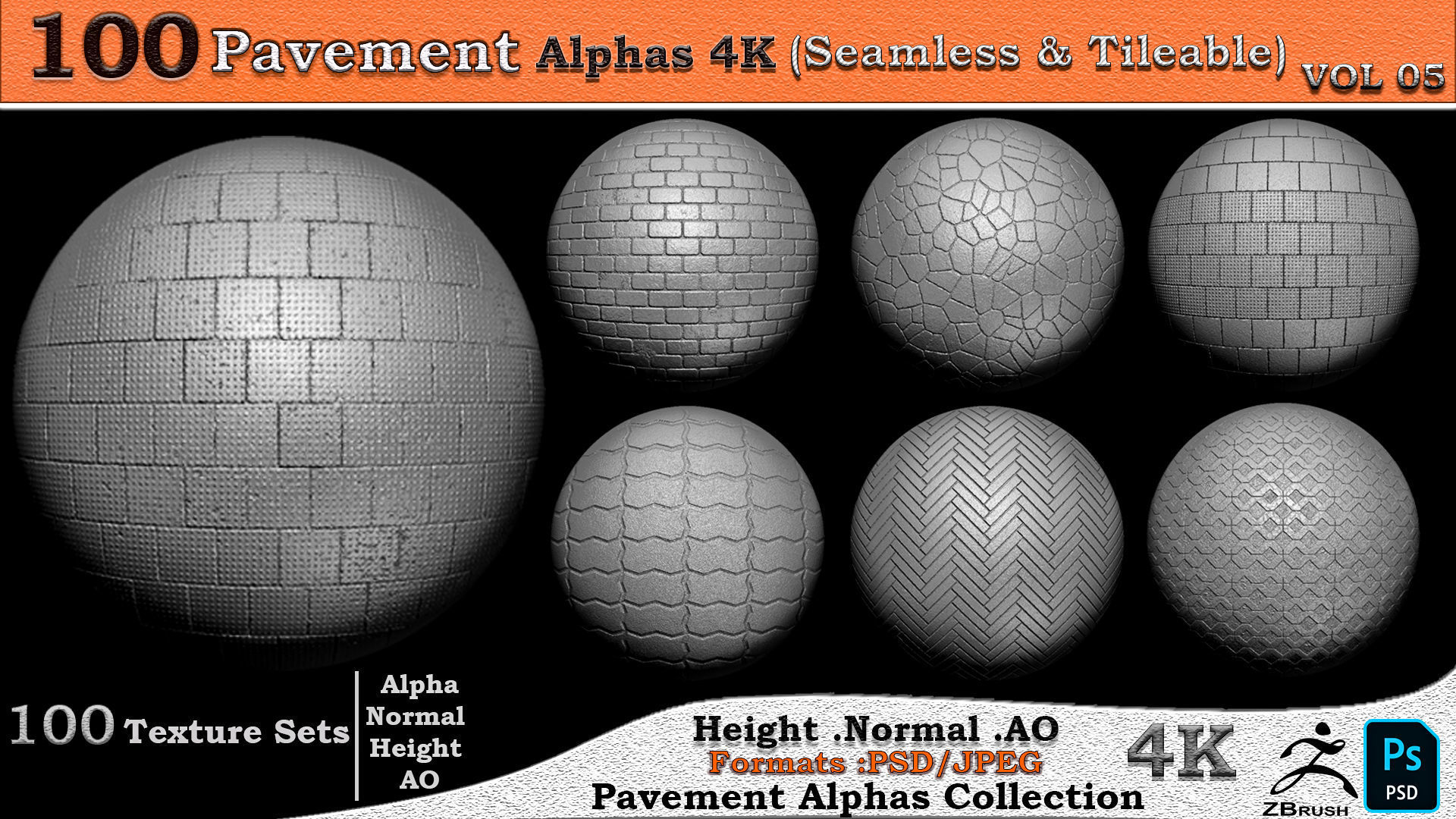 100 Pavement Alphas Collection Seamless  Tileable VOL 05 Texture_6