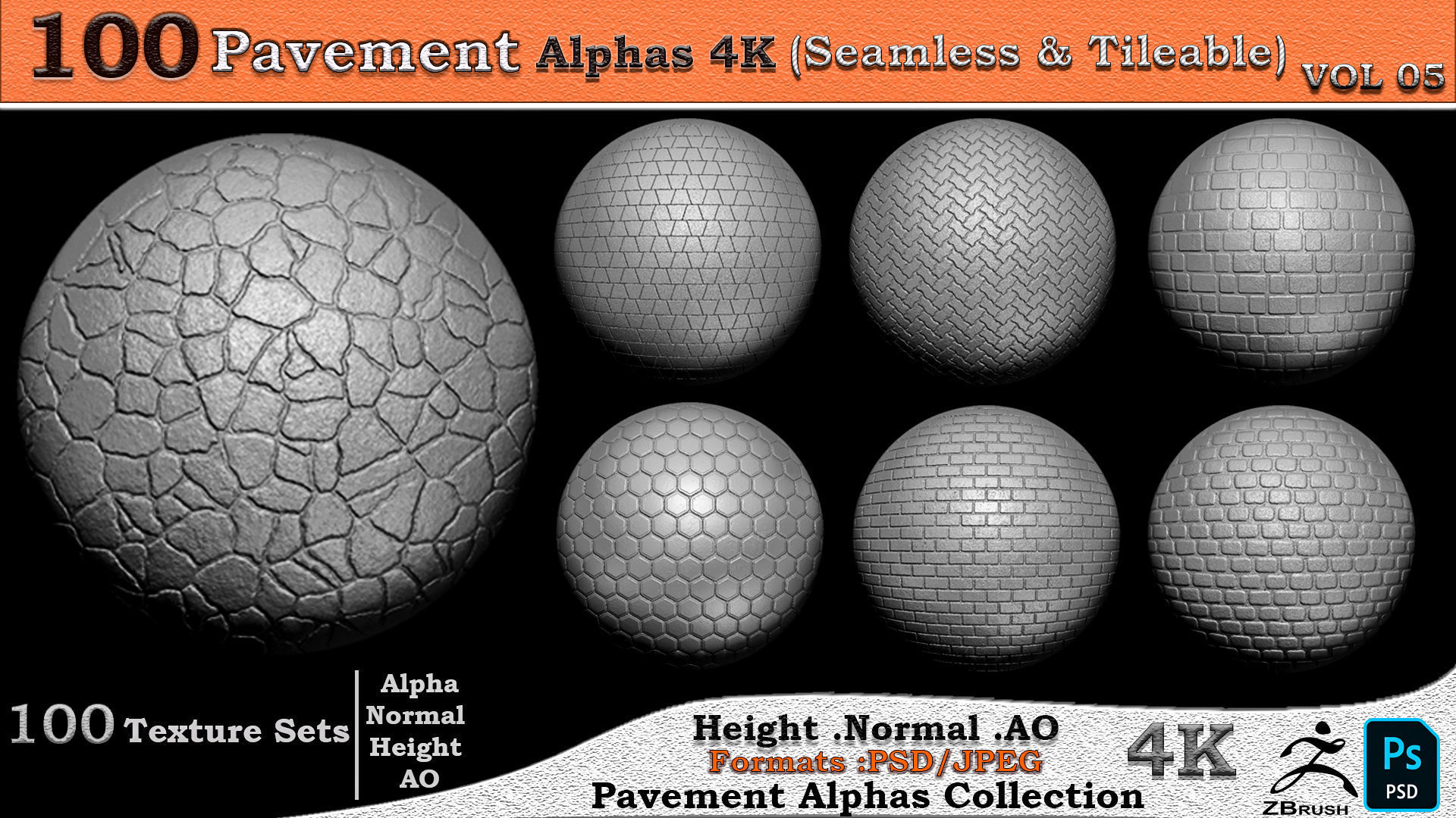 100 Pavement Alphas Collection Seamless  Tileable VOL 05 Texture_9