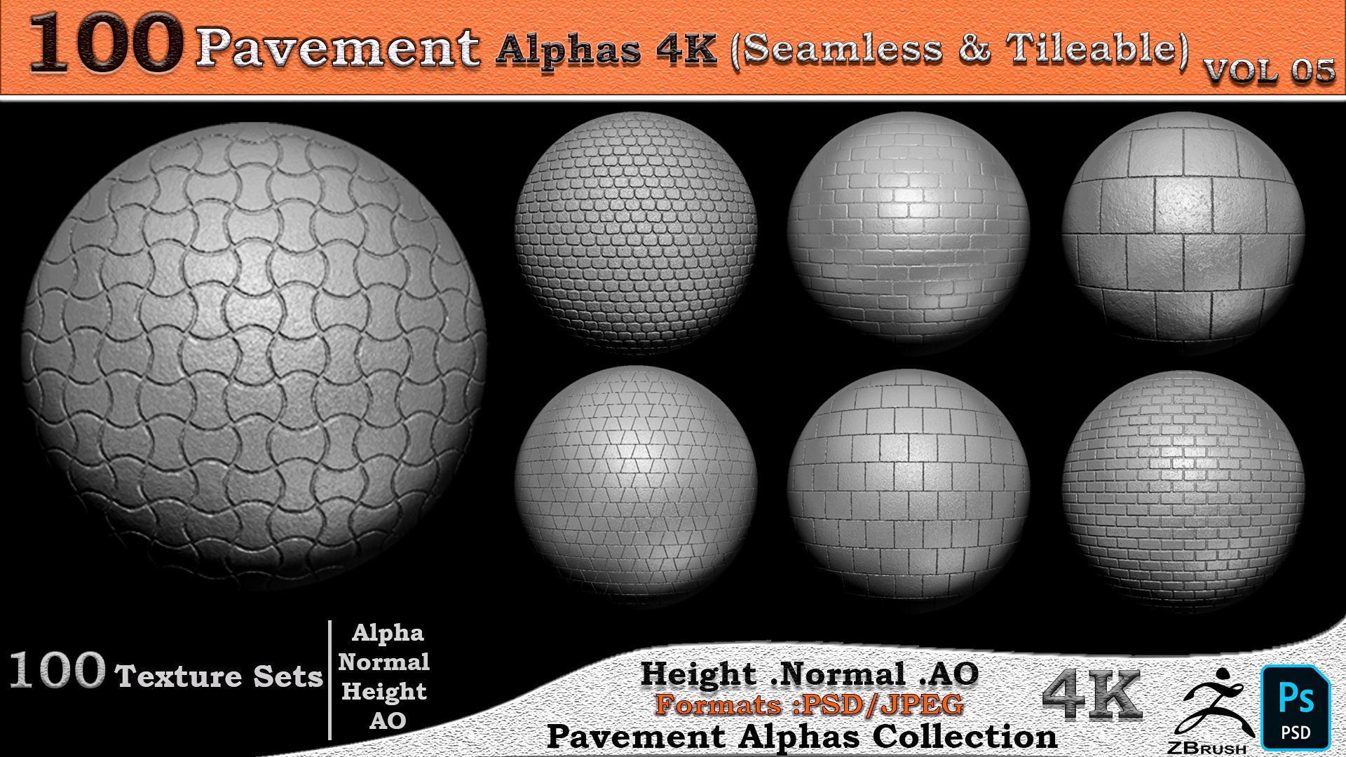 100 Pavement Alphas Collection Seamless  Tileable VOL 05 Texture_12