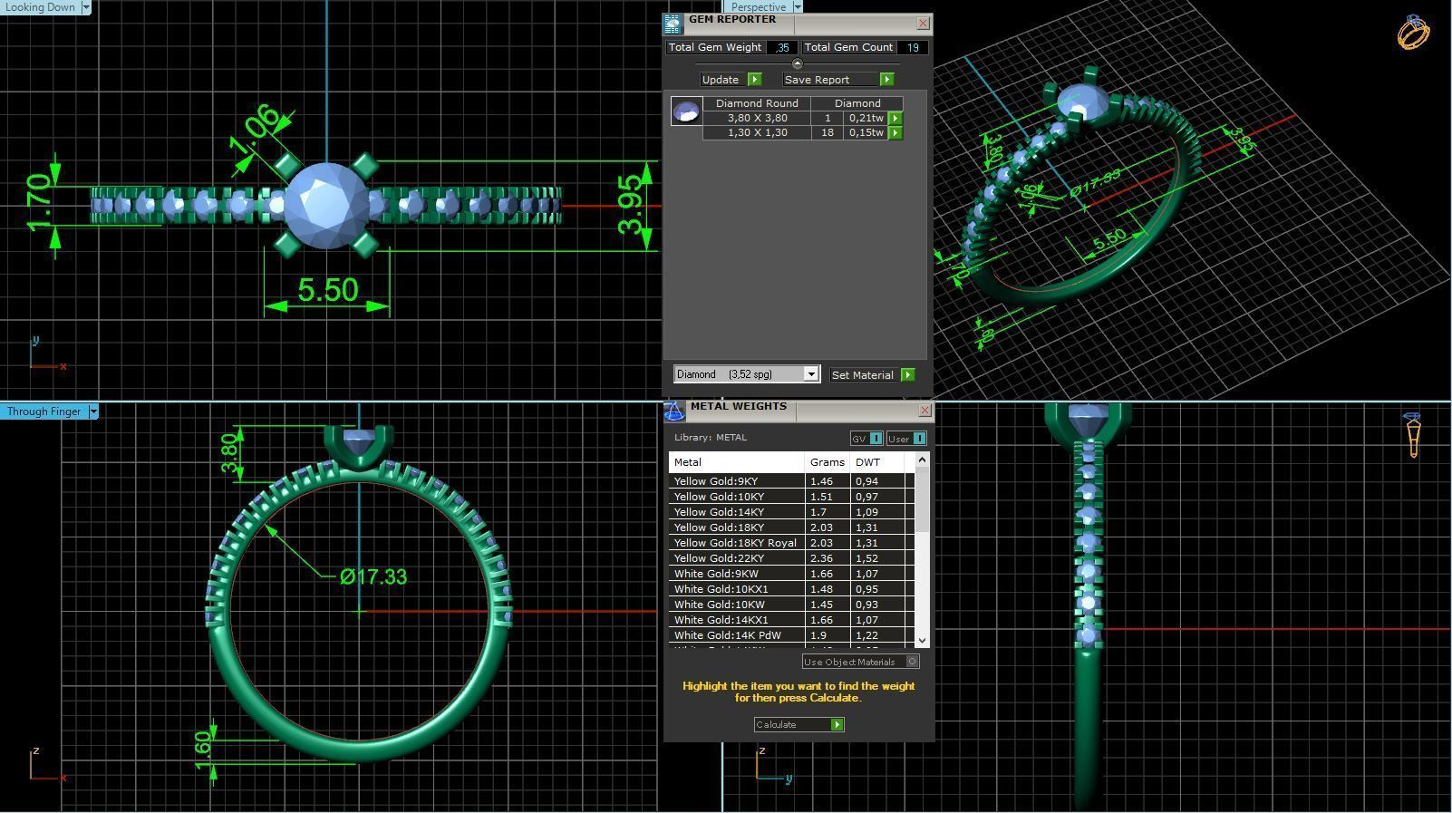 170 Etincelle Ring round cut 3D print model_4