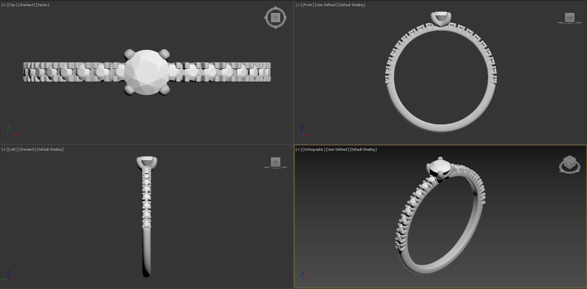 170 Etincelle Ring round cut 3D print model_5