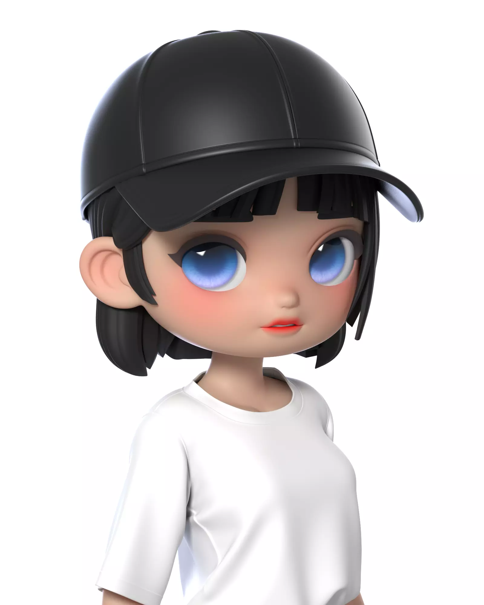 Ball cap Girl 3D model_0
