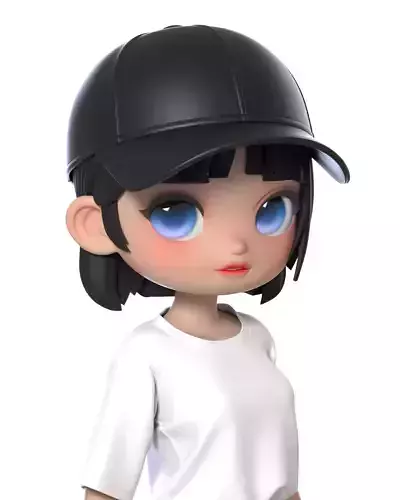 Ball cap Girl 3D model