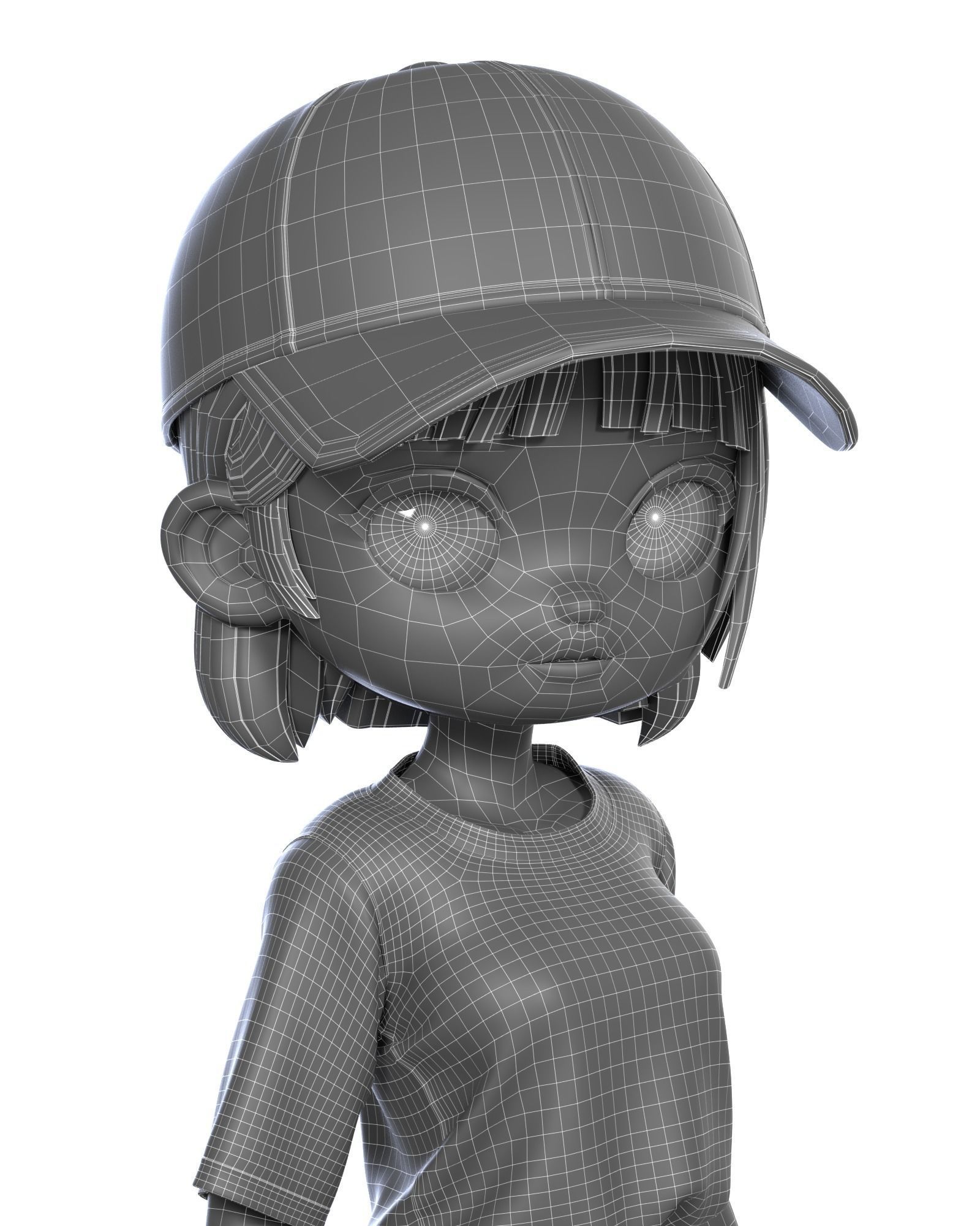Ball cap Girl 3D model_2