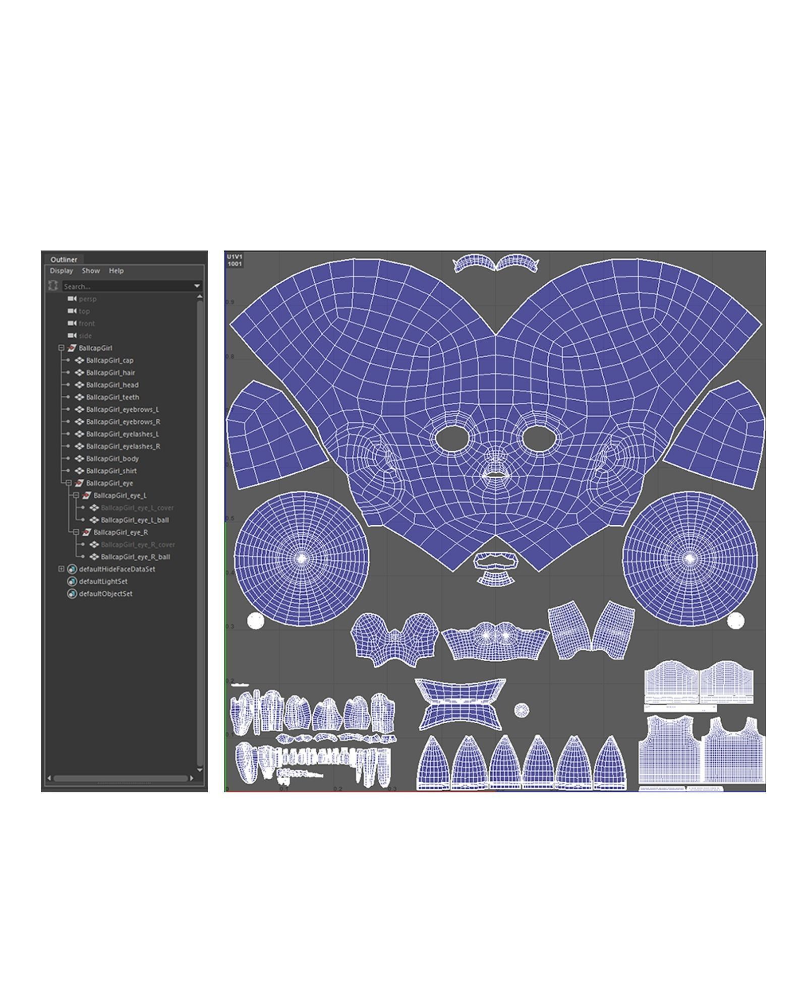 Ball cap Girl 3D model_5